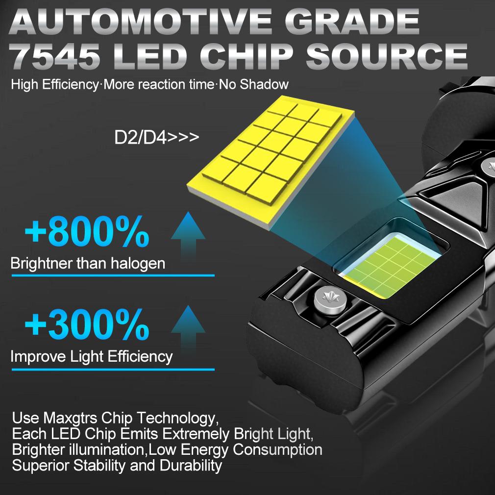 2 Stück 60000Lm D2S D4S LED Auto Scheinwerfer Birnen D2R D4R LED Auto Licht Hohe Leistung 200W 1:1 Plug-and-Play 30-Kern CSP-Chips Turbo-Lampe 6000K Weiß