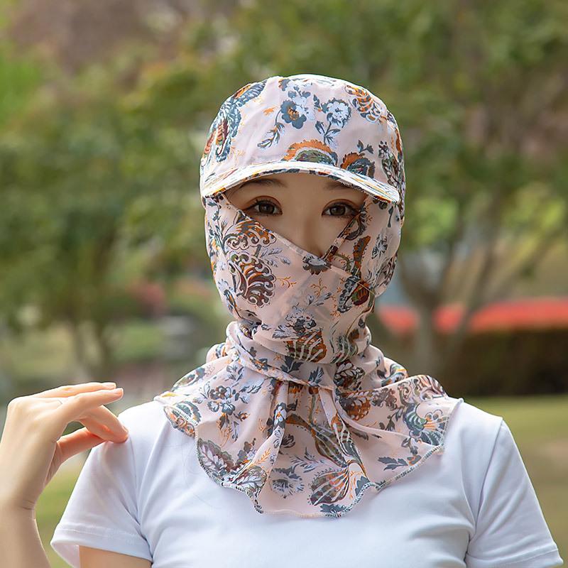New summer outdoor tea picking sun hat women's face protection neck protection sun protection mask hat integrated neck protection sun hat women