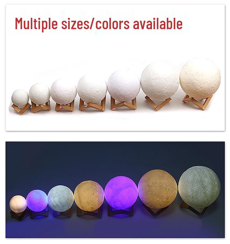 Rechargeable Starry Sky Moon Lamp with Remote Control - Night Table Atmosphere Light
