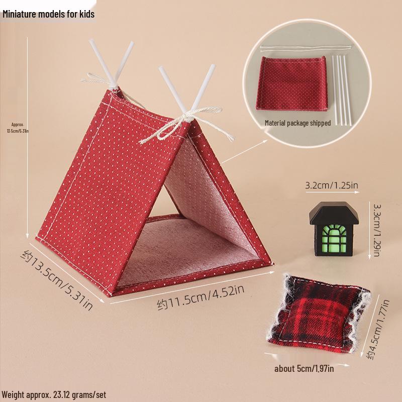 Miniature Christmas Camping Scene Ornaments - 1:12 Dollhouse Tent Model Festival Decor Props