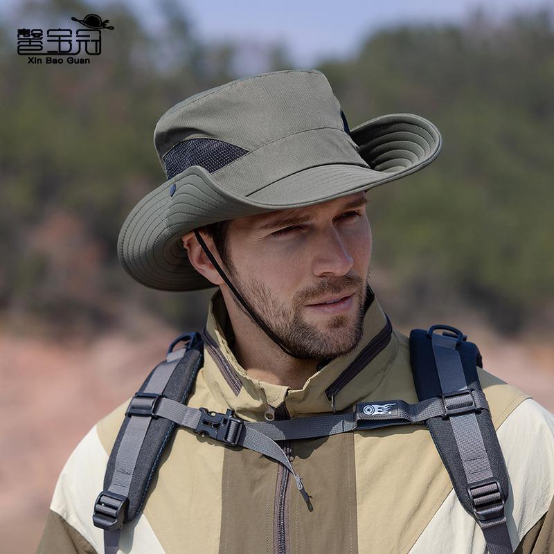 Spring and summer sun protection sun hat men's outdoor fishing climbing bucket hat breathable large brim sun hat