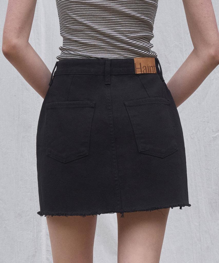 Heint Lony Natural Cotton A Line Mini Skirt 2Col_Black