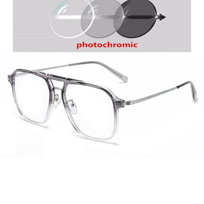 Double Beam Blue Light Blocking Nearsighted Glasses TR90 Square Prescription With Cylinder -0 5 To -6 For Women Men