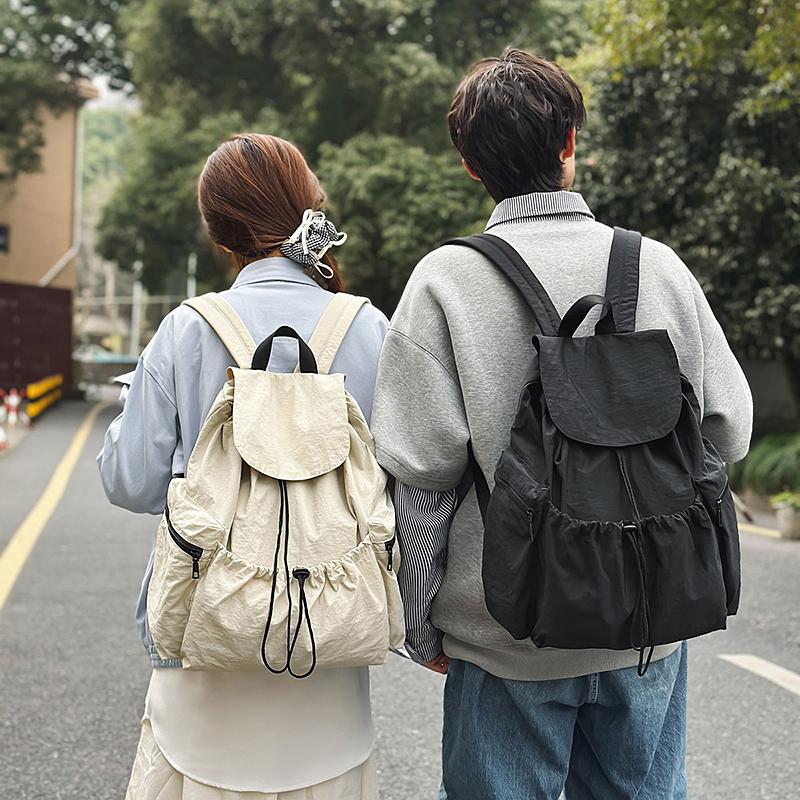 Mochila con cordón plisada Mochila ligera para mujer Mochila de viaje para hombre