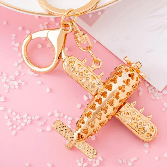 Sparkling Airplane Keychain for Women Girls Cute Rhinestone Airplane Keyring Pendant Handbag Purse Charm for Bag Wallet
