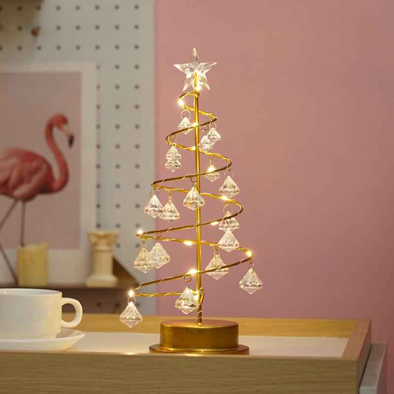 New LED Crystal Diamond Christmas Tree Star Night Light Ornament Lamp
