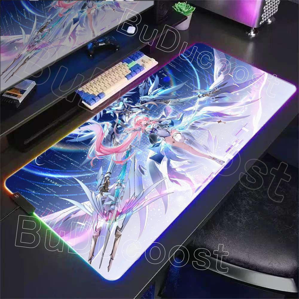 

New Role Kawaii Aemeath RGB Mousepad Gaming Wuthering Waves Cute Anime Girl Mouse Pad XXL Computer Non-slip Rubber Keyboard Mats RGB600x300x3mm