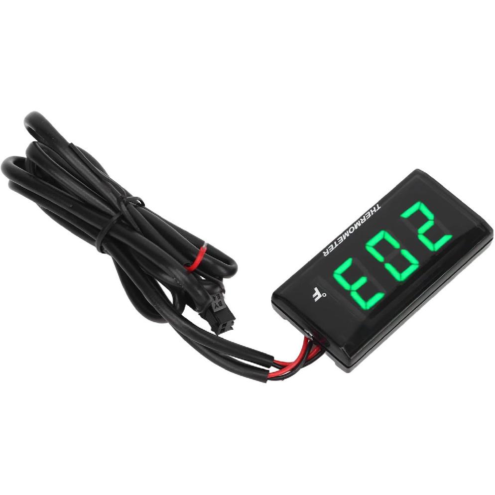 Motorrad Digitales Thermometer, DC 12V Ultra Dünnes Wassertemperaturanzeige Messgerät mit 18mm Sensoradapter und LCD-Anzeige, Digitales Hygrometer Feuchtigkeit