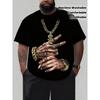 Europäische Größen Herren Hip-Hop Trendiges Kurzarm-T-Shirt Aus Regulärem Stil - Hip-Hop Stil Doppelhandbedruckt Personalisiertes Lässiges Oberteil