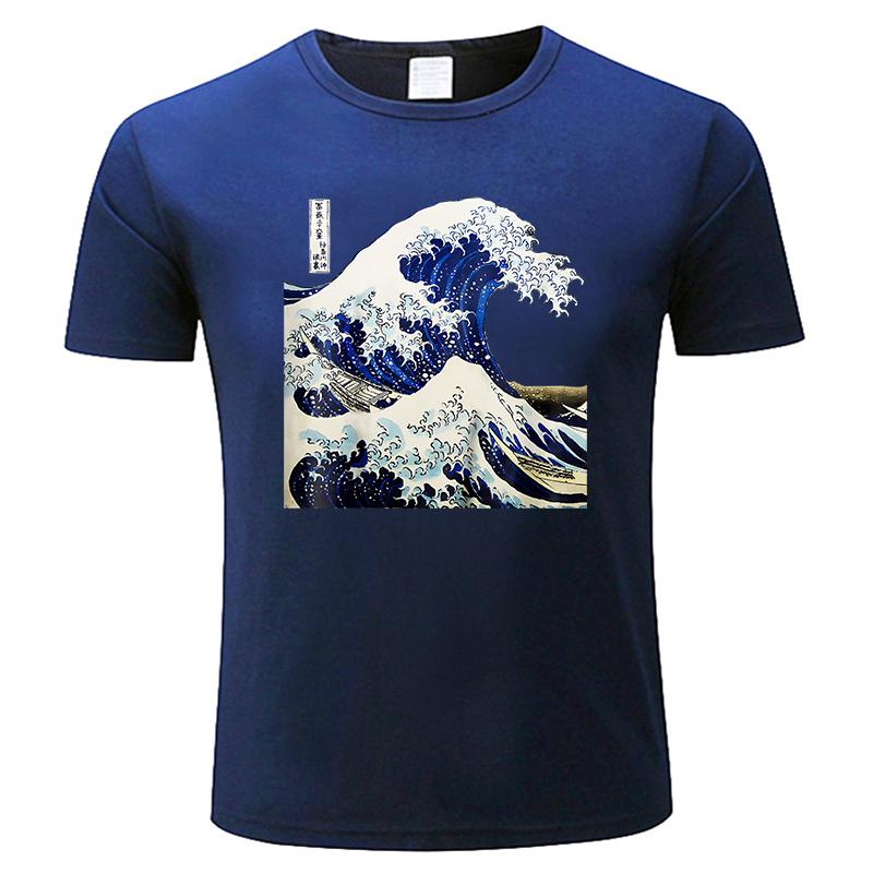 

летняя мужская футболка Канагава Японская Большая волна Футболка Винтажная графическая мужская новая хлопковая футболка S