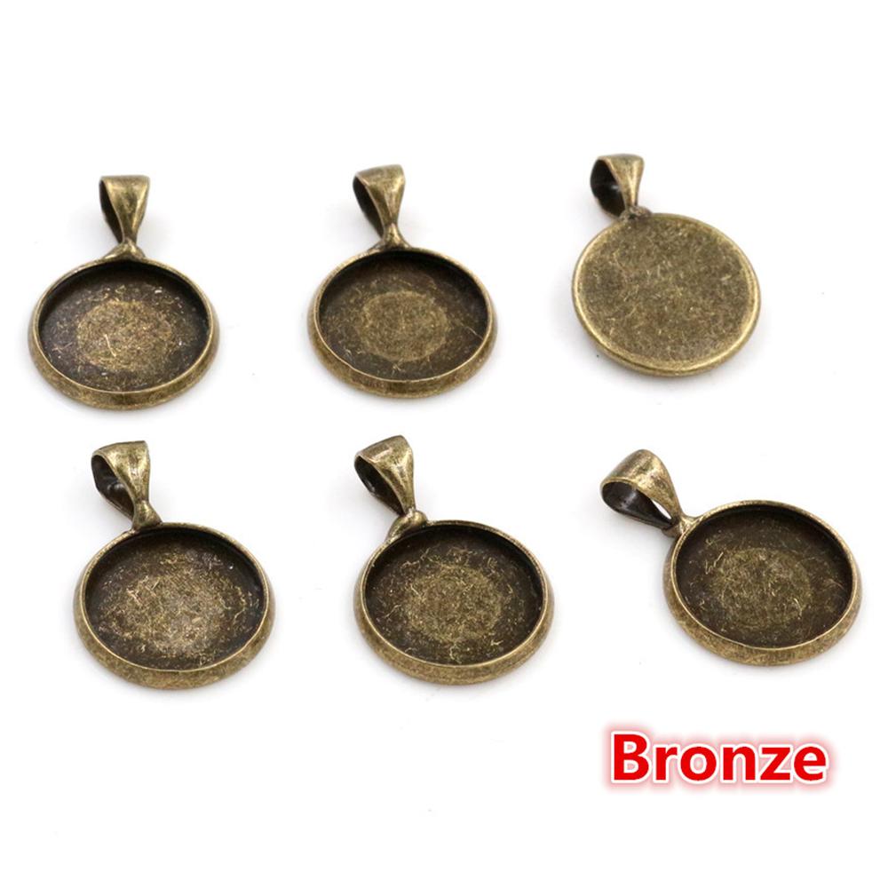 20pcs 12mm Inner Size Simple Pendant Cabochon Cameo Blank Base Setting Bezel Tray Charm for Earrings Bracelet Necklace Findings 
