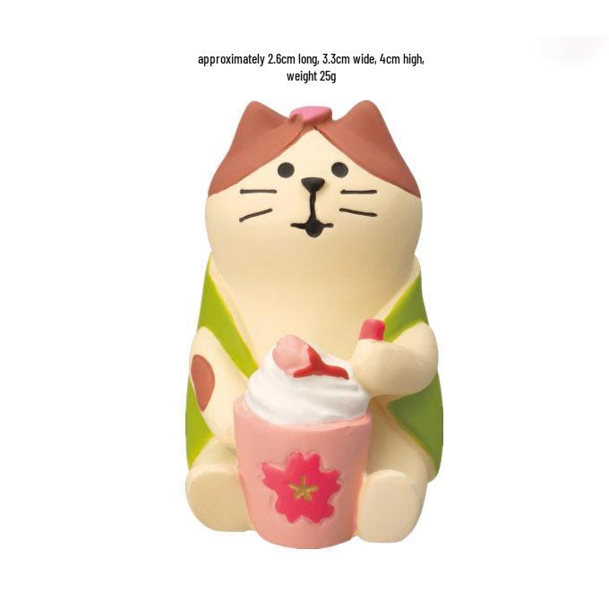 ZAKKA Japanese Cat Resin Figurine - Flower Viewing Festival DIY Trendy Blind Box Toy, Decoration, Gift & Ornament