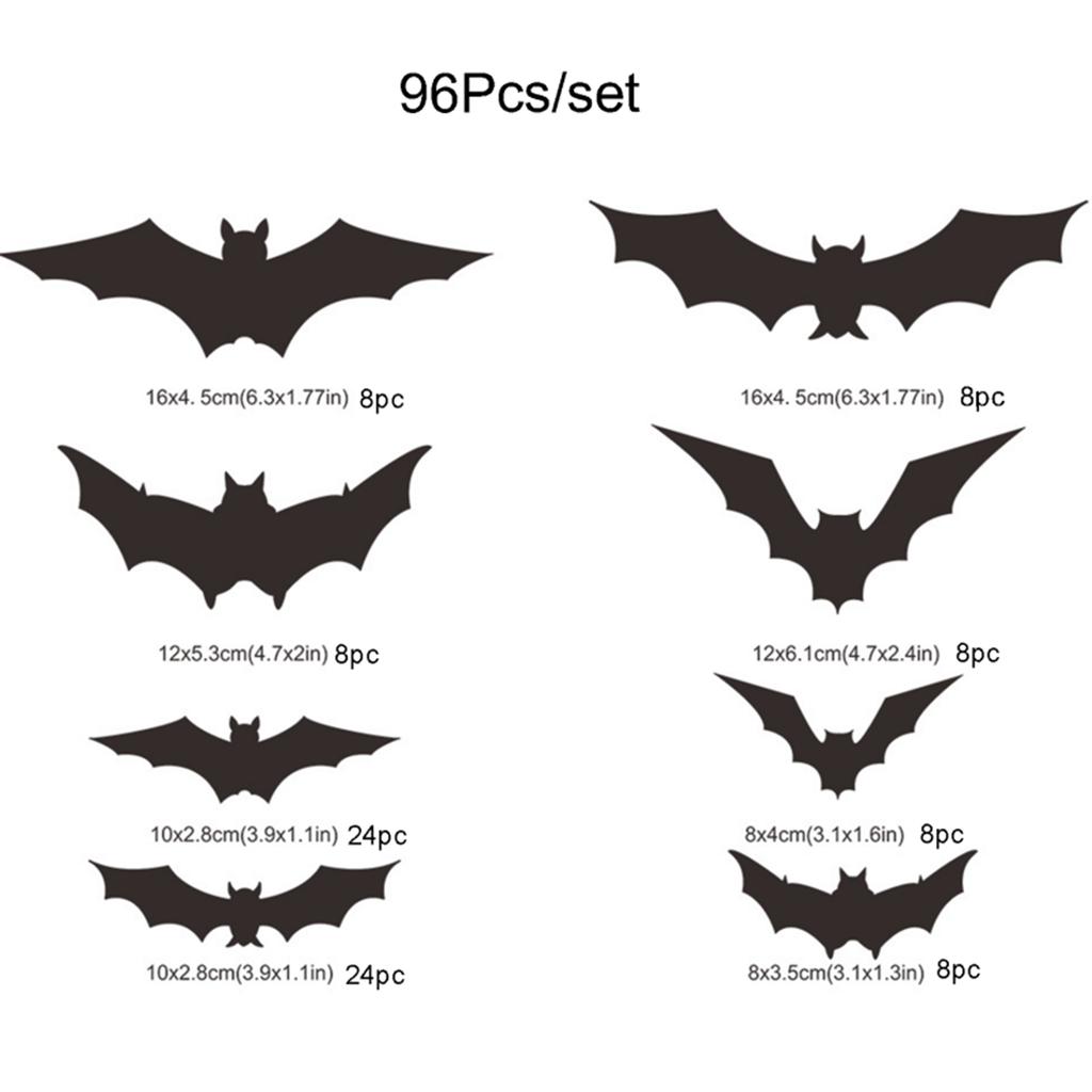 96pcs Stickers - Reusable Cute Halloween Decorations - Self-Adhesive Wall Stickers For Gothic , Doors, Walls, Rooms, Closets