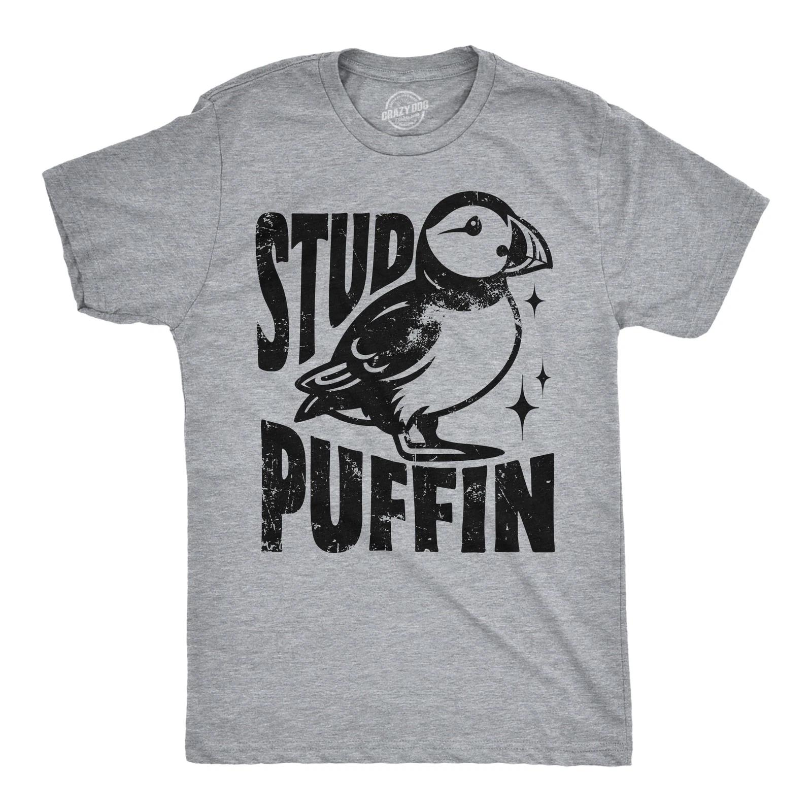 Mens Funny T Shirts Stud Puffin Sarcastic Graphic Tee for Men M