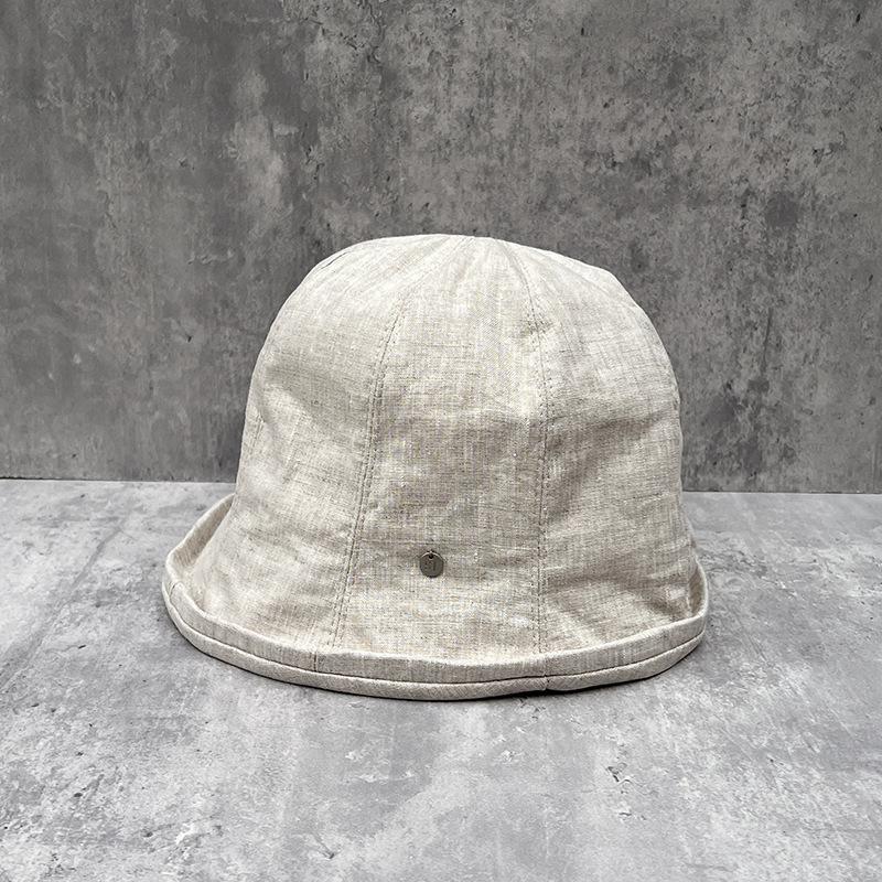 Двусторонний свободный льняной маленький широкополый ведро-шляпа Весна и Лето Лицо Маленький Ретро Солнцезащитный козырек Шляпа-ведро Универсальная Шляпа-ведро M（56-58cm）