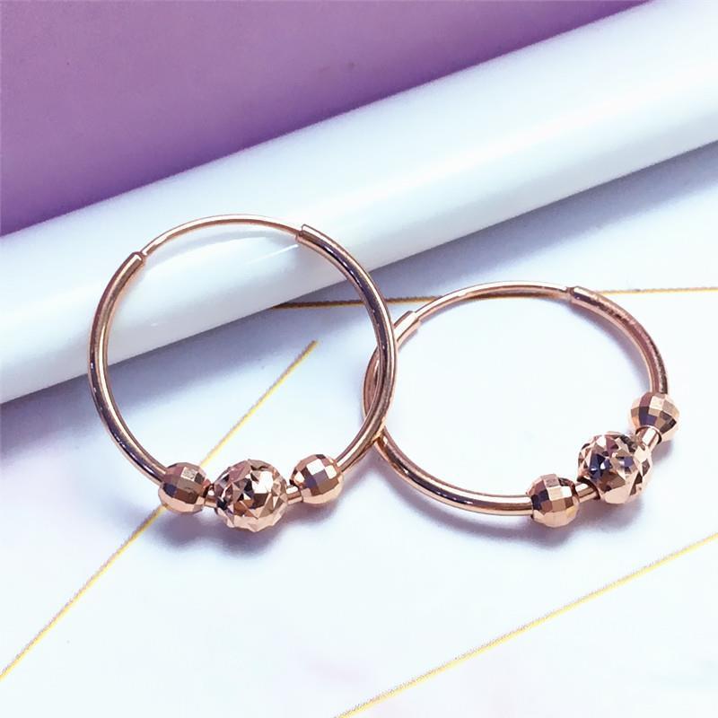 Purple Gold Color Gold Fashion Trend Exquisite Foreign Classic Rose Gold Bead Earrings Women