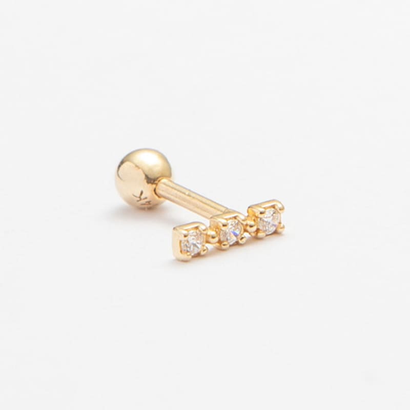 LUNNE 14k Triple Q Bar Piercing (14k Gold) (Bar Thickness 1mm) #PIB13