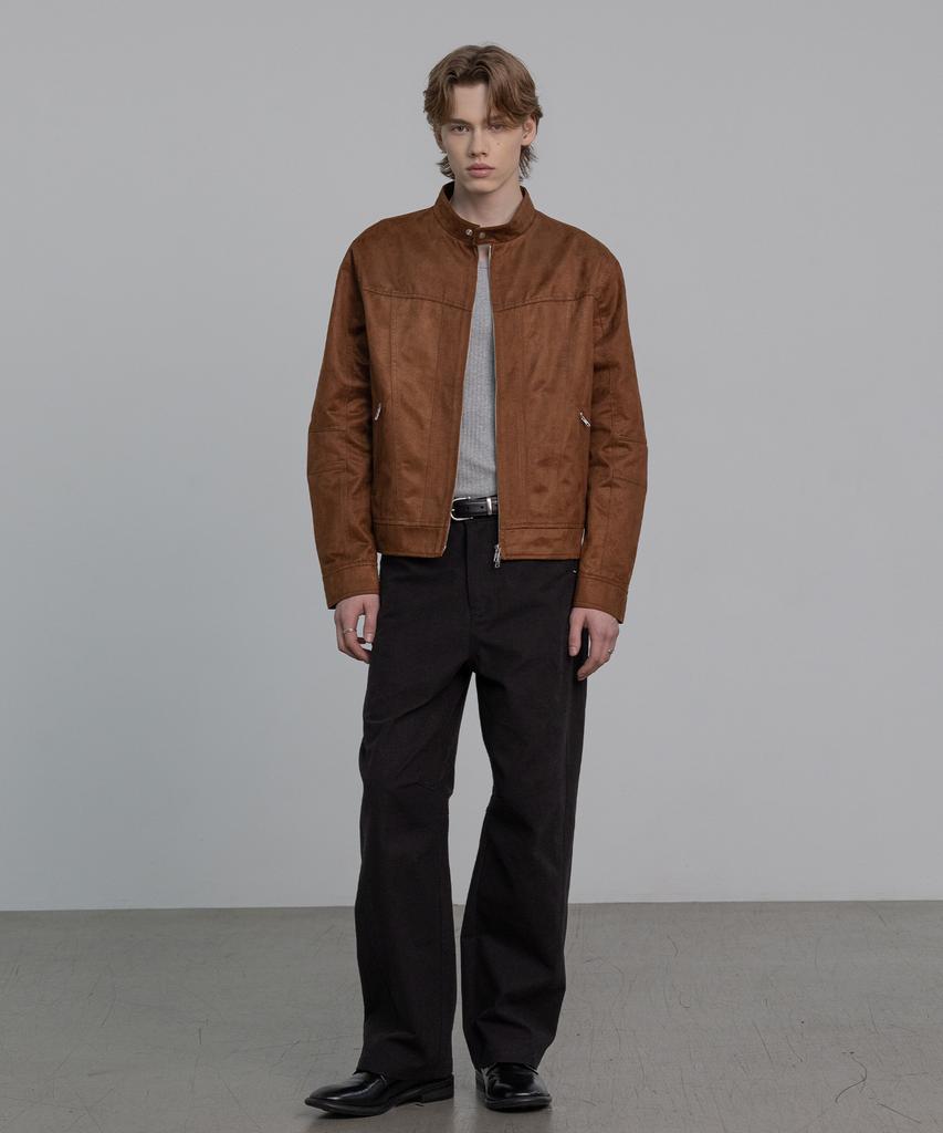 DECOROSO Biker Synthetic Suede Jacket [Brown]