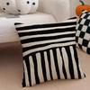 Black And White Striped Geometric Rectangle Art Cushion Cover Throw Pillow Cover Hidden Button Durable Polyester Chair Cushion