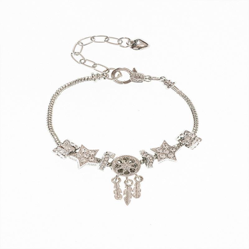 Pendant Adjustable Bracelet With Star And Dreamcatcher Elements For Unisex Fashion Accessory