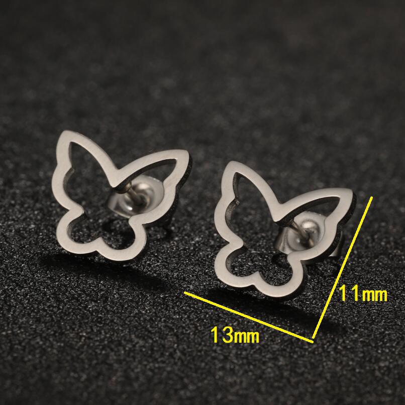 Women s Stainless Steel Angel Wing Butterfly Earrings – Cute Small Insect Design