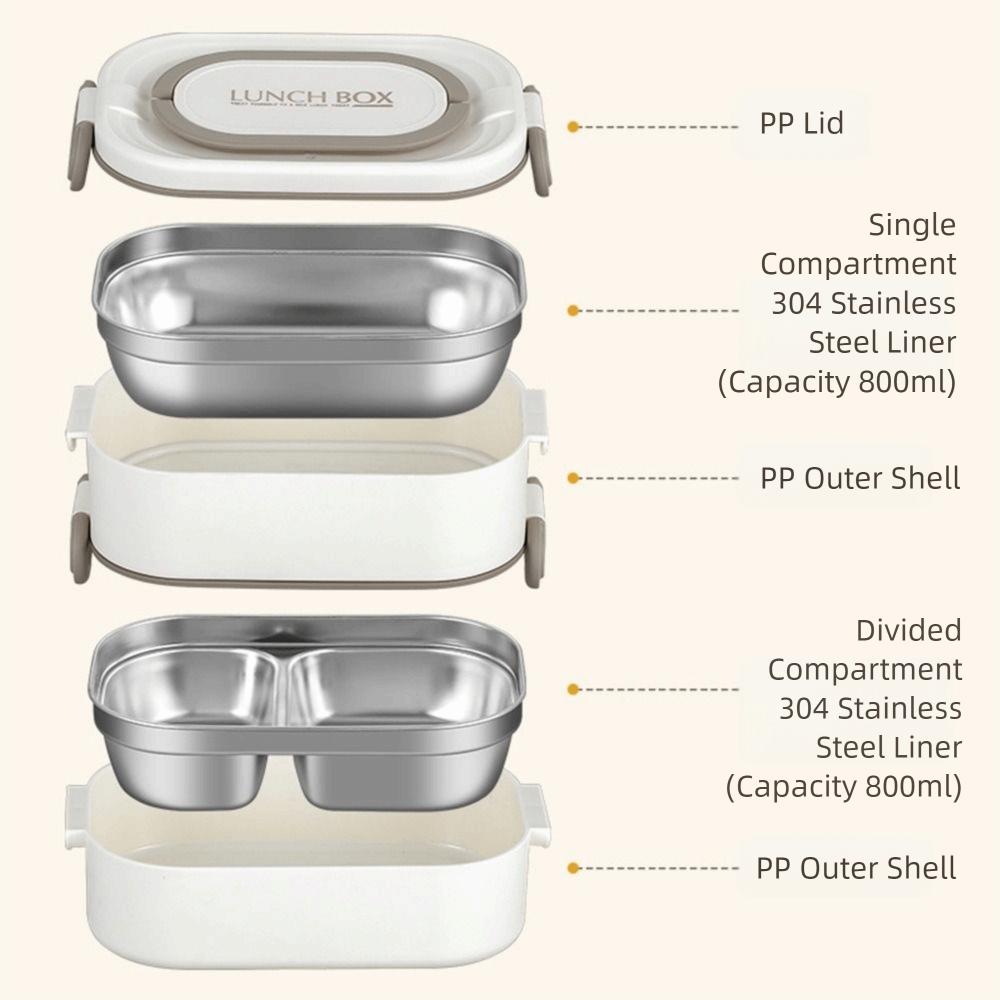 Leak-proof Stainless Steel Lunch Box Large Capacity Divided Food Storage Container  Student