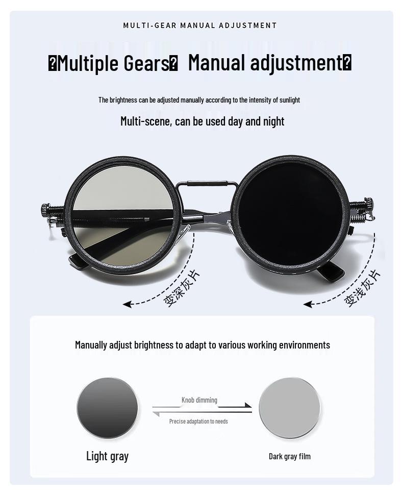 New Steampunk Outdoor Polarized Sunglasses with 9-Level Adjustable ND Filter