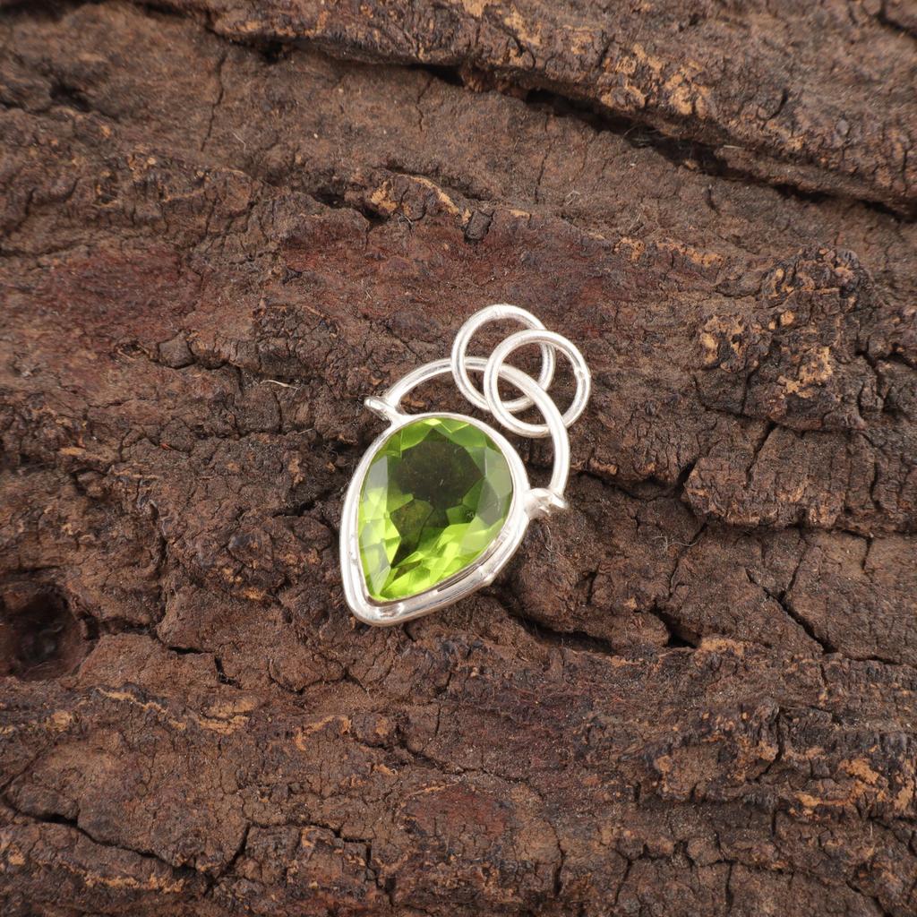 Natural Peridot Best Friend Gift Art Deco Anniversary Pendant Jewelry 925 Silver PP-56-6