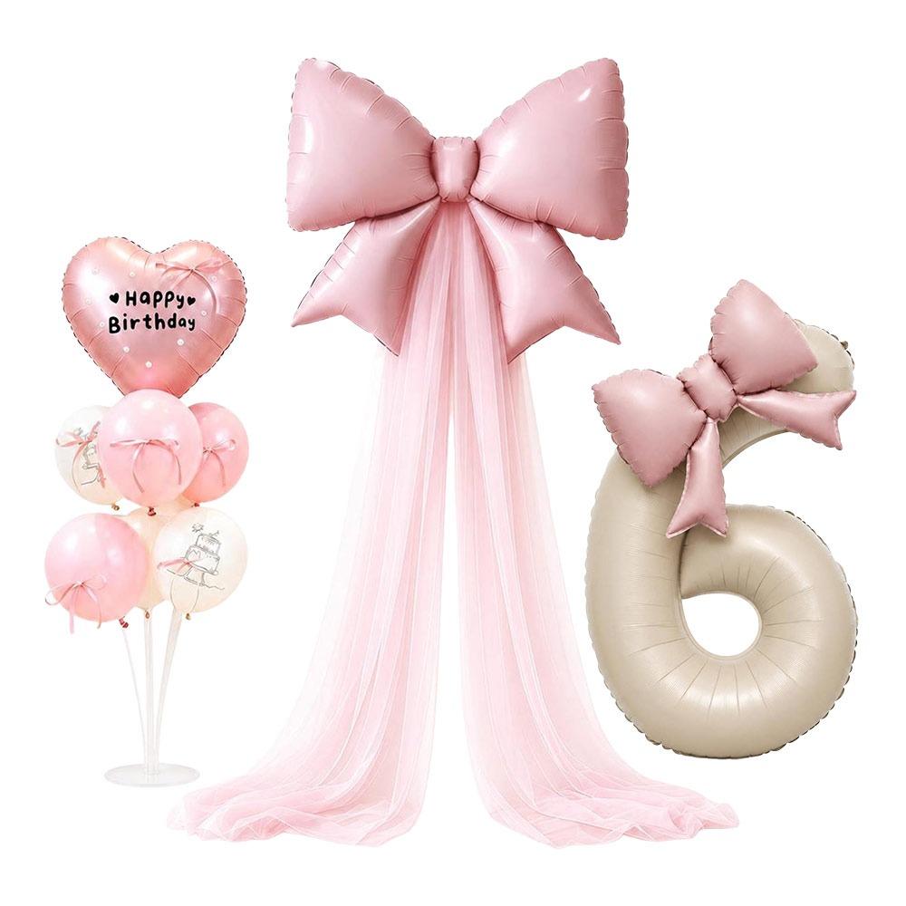 40 Inch Large Number Balloon Set DIY Bowknot Design Foil Balloon Set  Party Atmosphere Setup