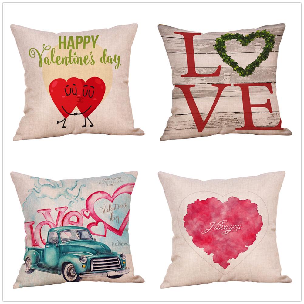 Buy Happy Valentine's Day Throw Pillow Case Sweet Love Square Cushion