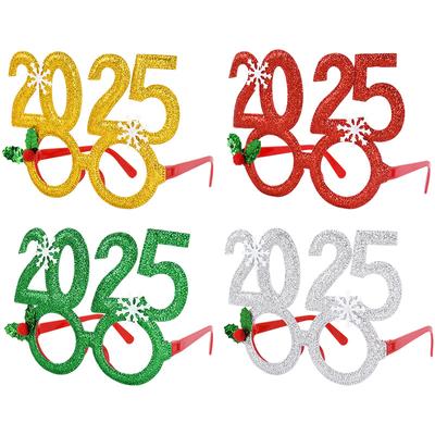 4 stücke Weihnachten Brille 2025 Neue Jahr Party Foto Requisiten Weihnachten Dekorationen Kinder Erwachsene Brillen Photobooth Geschenke Hause Liefert