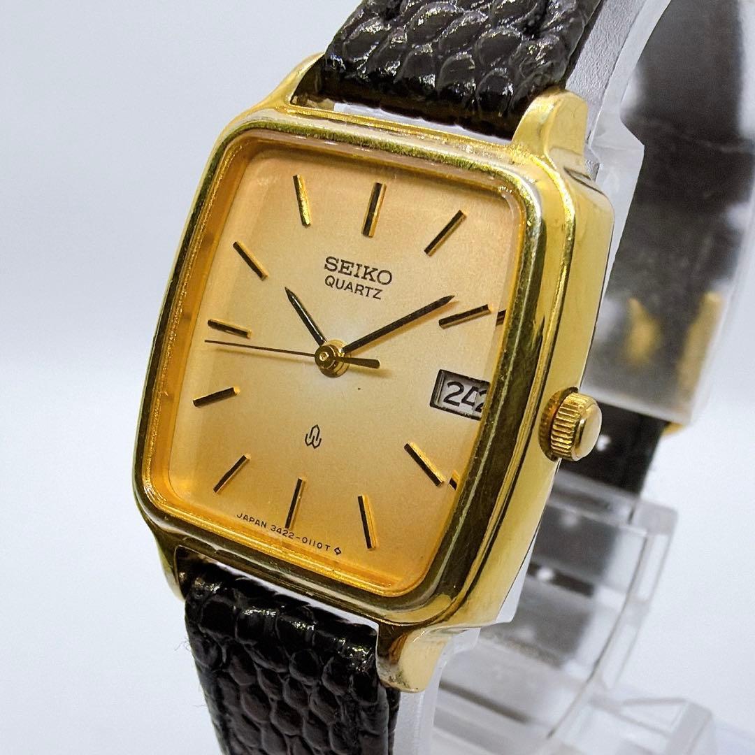 [In operationNew belt] SEIKO Date Vintage Quartz Watch Square