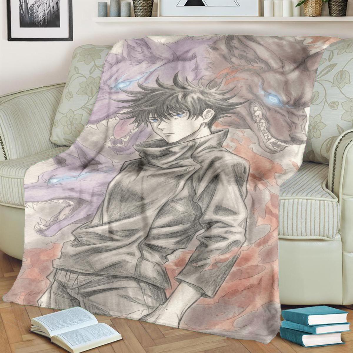 

Warm Flannel Print Jujutsu Kaisen Blanket Soft for Bedrooms, Sofas, Beds, Chairs, Picnics, Travel 75x90cm