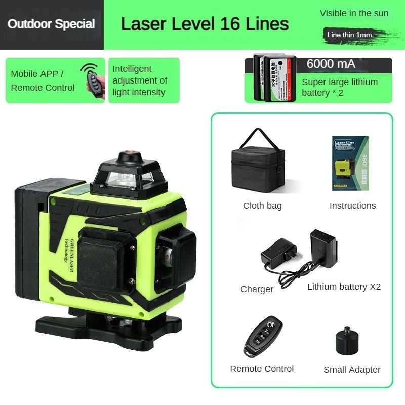 4D 8/12/16 Line Green Light Automatic Leveling Level Infrared Mini Laser Level 360° Horizontal and Vertical Cross Measurement Tool New