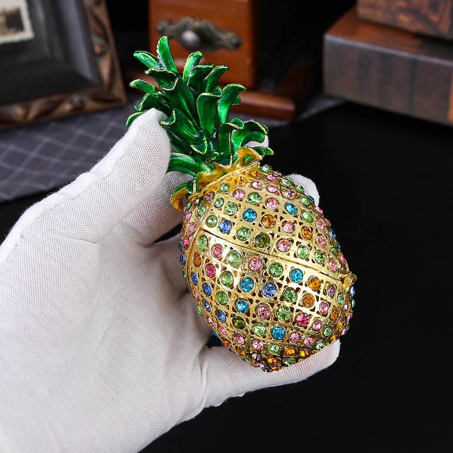 Enamel color popular crystal handicrafts home decoration opening event gifts full of diamonds pineapple metal ornament
