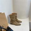 Pleated Pile Boots Retro Pointed Thick Heel Short Boots Western Cowboy Boots Sleeve Knight Boots Women's Summer