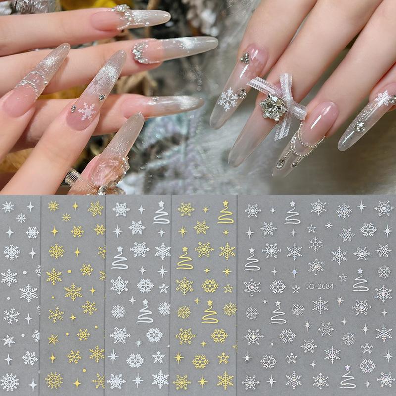 1 Sheet Christmas White Snowflakes Nail Stickers Snowflake Nail Decal Snowflake Xmas Slider