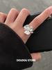 PANJBJ 925 Sterling Silver Flower Pearl Ring for Women Texture Liquid Lava Retro Personality Fashion Jewelry Gift Dropshipping