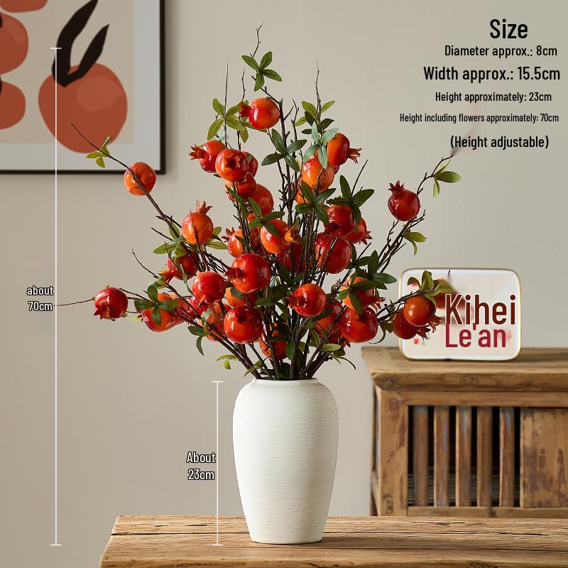 Chinese-Style Persimmon and Pomegranate Flower Arrangement for Living Room or Dining Table