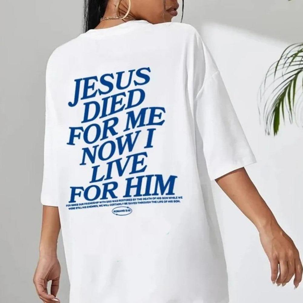 Summer Letter Print Short-Sleeved Round Neck Cotton T-Shirt Loose European Beautiful Women Top