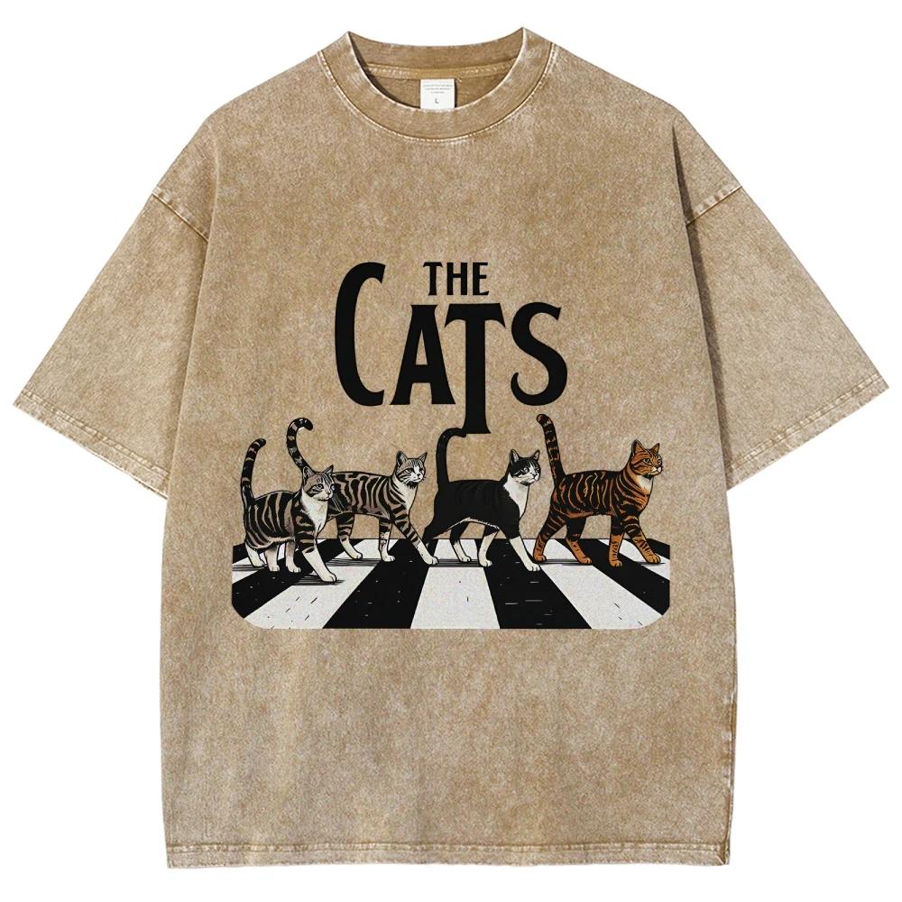 Cat Lovers Sportswear Gym Short Sleeves Y2K Style Top Round Neck Graphic T-Shirts For Women and Men Punk Style Unisex