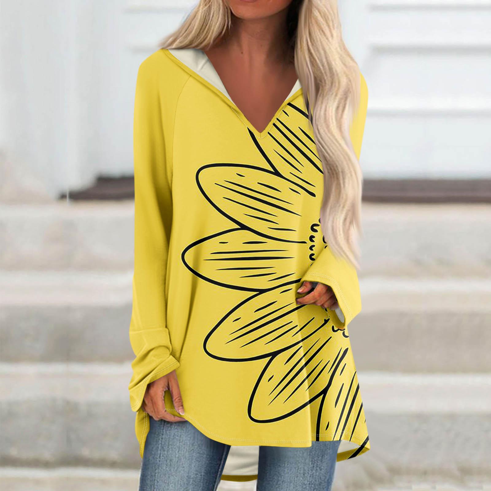 

Женские свободные топы с V-образным вырезом и капюшоном с длинными рукавами, повседневные топы, домашние пижамы для отдыха, топы XXL