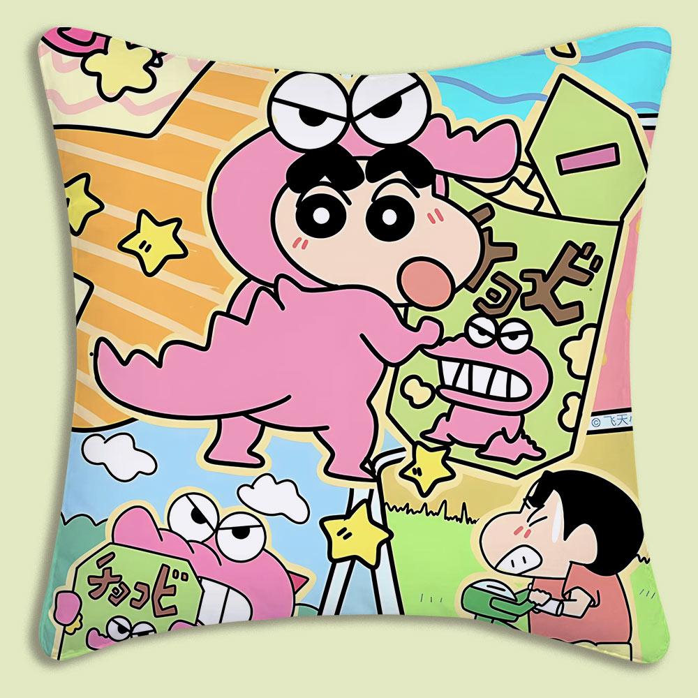Cartoon Crayon Shin-chan Pillow Covers Cartoon Sofa Decorative Home Double-sided Printing Short Plush Cute Cushion Cover