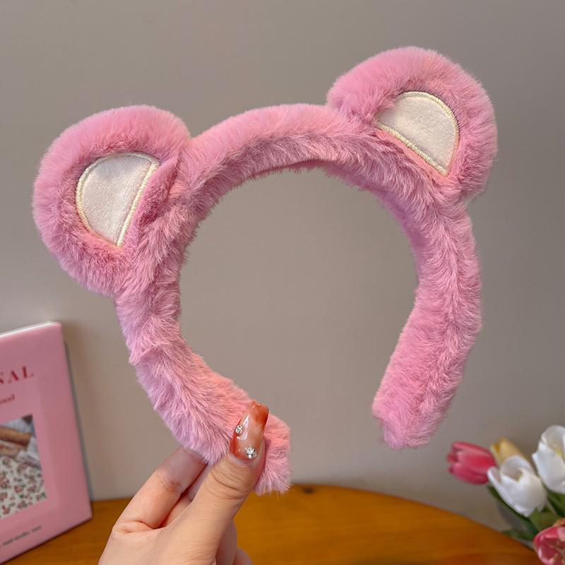 Pitaya-Colored Strawberry Bear Headband: Women's Plush Autumn/Winter Hairband, Face Washing Band, Hair Ties, Clips & Accessories.