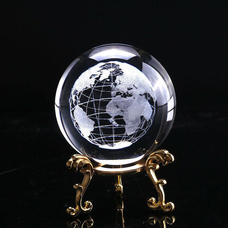 Crystal 60mm 3d Ball Glass Laser Engraved Miniature Sphere Home Gift Decor