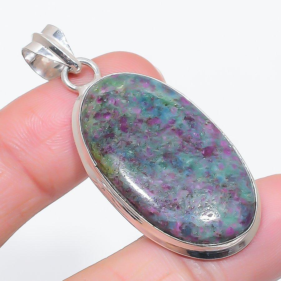 

Natural Ruby Fuchsite Gemstone 925 Sterling Silver Jewelry Pendant 2.09 d6y17