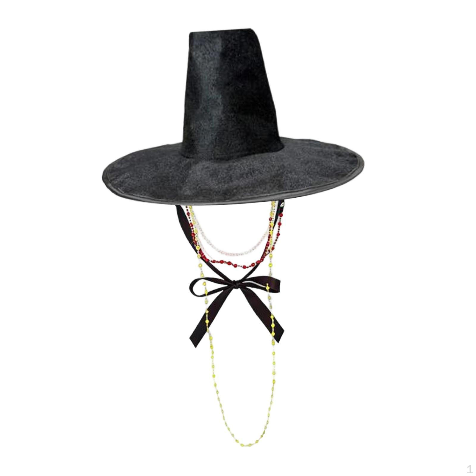

Korean High Hat Photo Prop Classic Adults with Beaded Chain Lightweight Tall