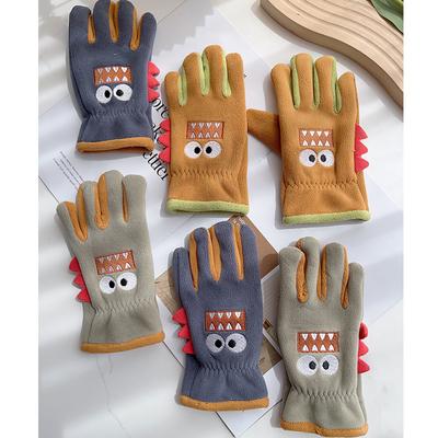Gloves Aged 7-12 Years Old, Winter Velvet Warm and Windproof, Cute Cartoon Boys, Primary School Students, Outdoor Anti-freeze and Cold Protection