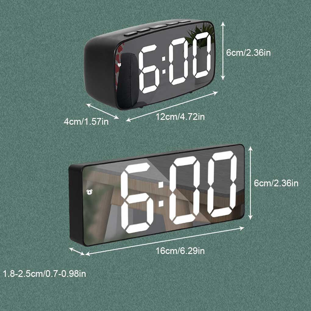 Alarm Clock Digital Morning Wake Up Bedside Thermometer Voice Control Snooze Adjustable Desktop Date Calendar