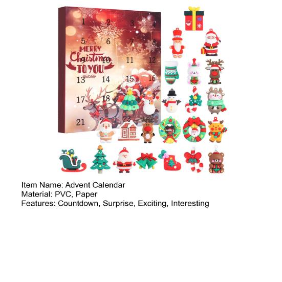2025 Christmas Advent Calendar 24 Days Countdown Calendar with 24 Pcs Collectible Figures Classic Christmas Dolls Set Holiday Gifts for Boys Girls